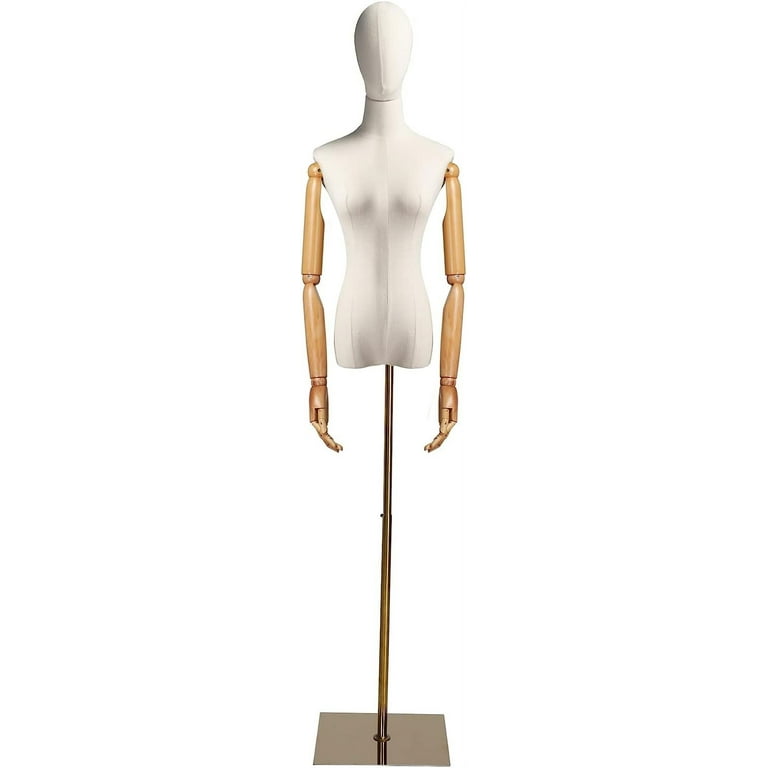 Professional Bust Mannequin, Clothing Female Models Showing Bust with  Removable Wooden Arm and Head for Costume (Color : A)