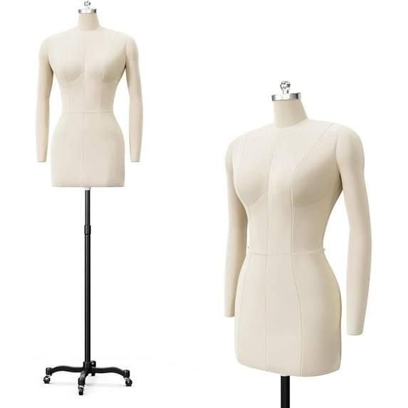 Bonnlo Female Sewing Mannequin, Size 14 Dress Form for Display and Tailor Design, Height Adjustable Torso with Stable Metal Base (Without arms, 14)