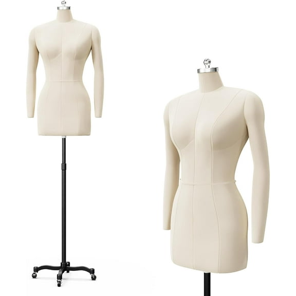 Bonnlo Female Sewing Mannequin, Size 14 Dress Form for Display and Tailor Design, Height Adjustable Torso with Stable Metal Base (Without arms, 14)