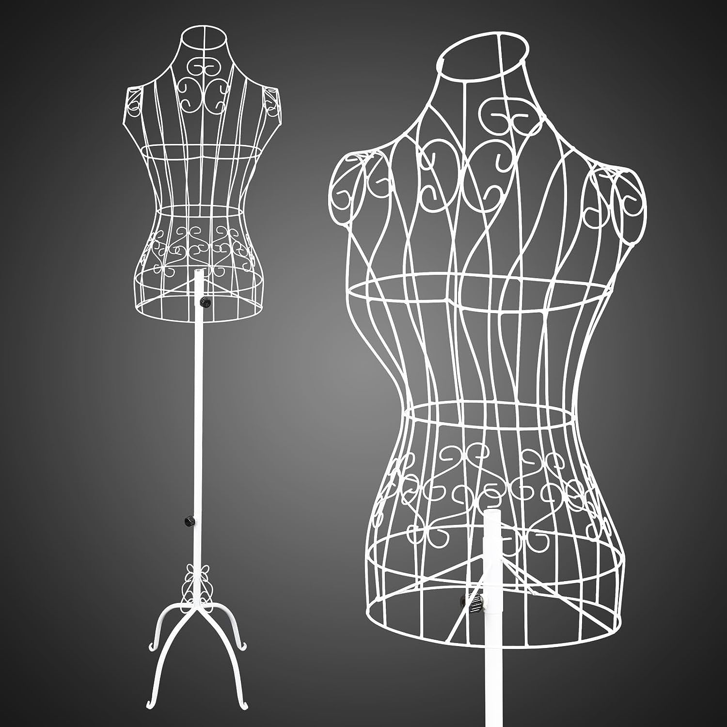 Bonnlo Adjustable Female Dress Form Pinnable Mannequin Body Torso with Wooden Tripod Base Stand Size 6 White Walmart