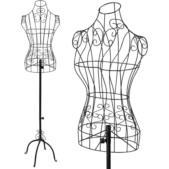 Bonnlo Female Wire Dress Form, Vintage Style Wire Mannequin for Home Decor Display, Small Size Adjustable Height Metal Wire Body