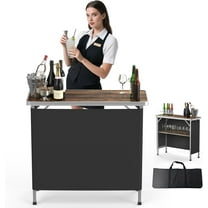 Bonnlo Folding Portable Bar Table, Mobile Bar Table for Events, Party, Camping, Picnic, Tradeshow, Indoor with Black Skirt 39 "L x 34" H
