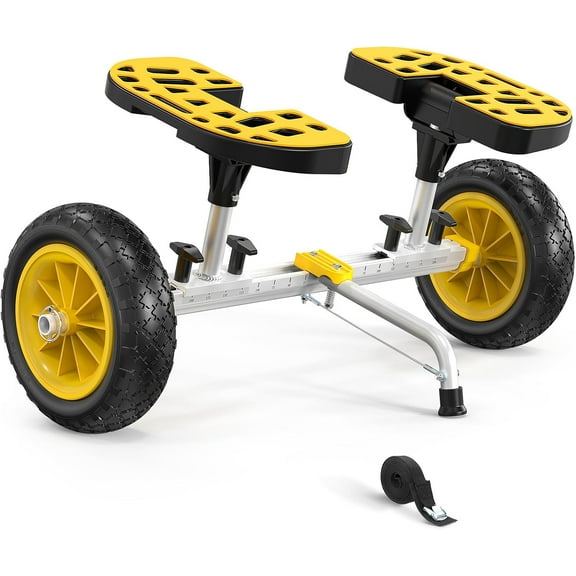 Bonnlo Kayak Cart with Adjustable Width, Heavy Duty Kayak Trailer Foldable Canoe Carrier with Retractable Kickstand Beach Dolly for Kayaks, Canoes and Paddleboards