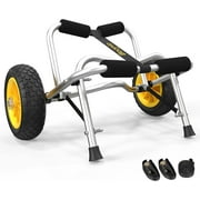 Bonnlo Kayak Cart Canoe Dolly Fishing Kayak Accessories Carrier Foldable Paddle Board Trolley Boat Trailer Transport with NO-Flat Airless Tires Wheels and 2 Ratchet Straps
