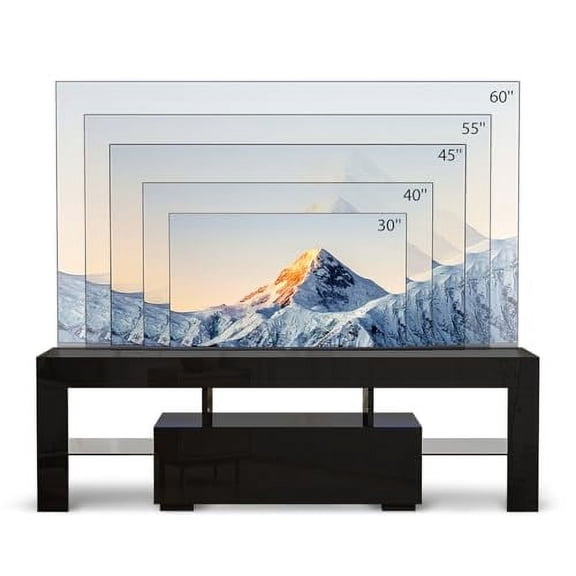 Bonnlo LED TV Stand for TVs Up to 60 Inch, Modern Entertainment Center with LED Lights and Storage for Living Room (Black, 51'' x 14'' x 18'')