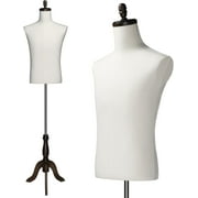 Bonnlo Male Dress Form, Male Mannequin Adjustable Height Torso Body Display and Sewing with Wooden Stand