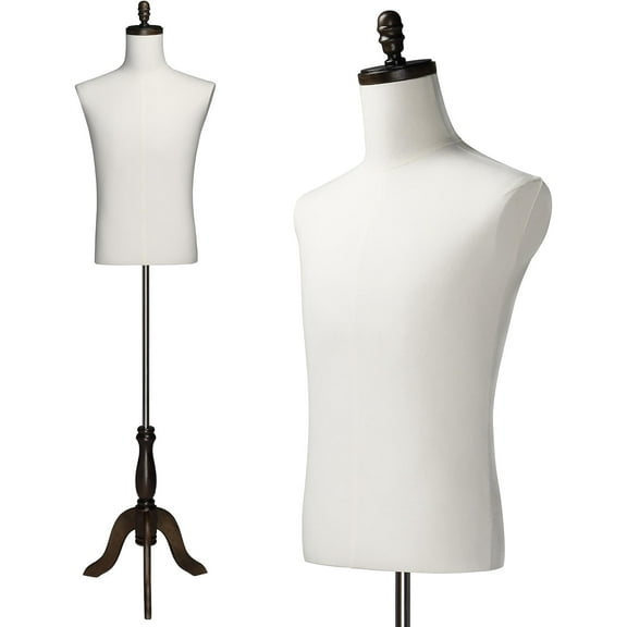 Bonnlo Male Dress Form, Male Mannequin with Wooden Tripod Stand, Adjustable Height Torso Body for and Display and Sewing (Cotton)
