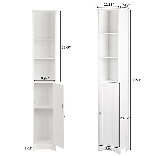 Bonnlo Narrow 67" Tall Slim Bathroom Storage 12" Wide