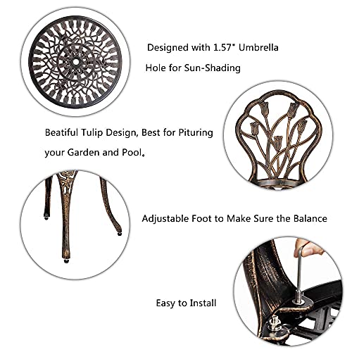 Bonnlo Patio Bistro Sets 3 Piece Cast Aluminum Bistro Table and Chairs ...