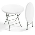 thumbnail image 1 of Bonnlo Round Folding Table 32 inch, HDPE Plastic Small Tabletop with Steel Frame Foldable Card Table for Indoor Outdoor Outside Dining, Party and Commercial Event, White, 1 of 8