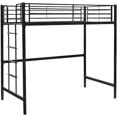 thumbnail image 1 of Bonnlo Twin Metal Loft Bed Frame for /Adults/Teens, Space-Saving Design, Black, 1 of 7