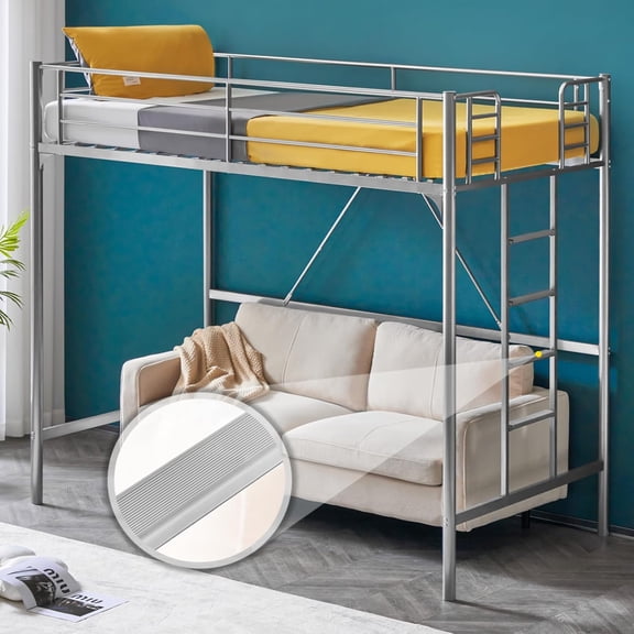 Bonnlo Twin Size Metal Loft Bed for , Gray