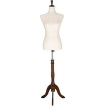 Bonnlo Upgraded Female Dress Form, Mannequin Torse Body with Adjustable Rubber Wood Stand for Dress Jewelry Display (White, 2-4)