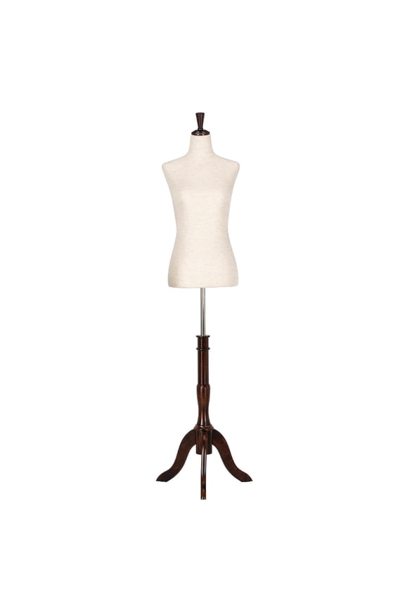 Upgraded Female Dress Form, Mannequin Torso Body with Adjustable Rubber Wood Stand for Dress Jewelry Display (White, 2-4)