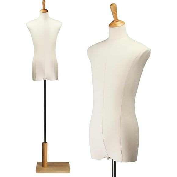 Bonnlo White Kid Dress Form, Toddler Mannequin Torso with Adjustable Wood Stand (10-12 Years Old)