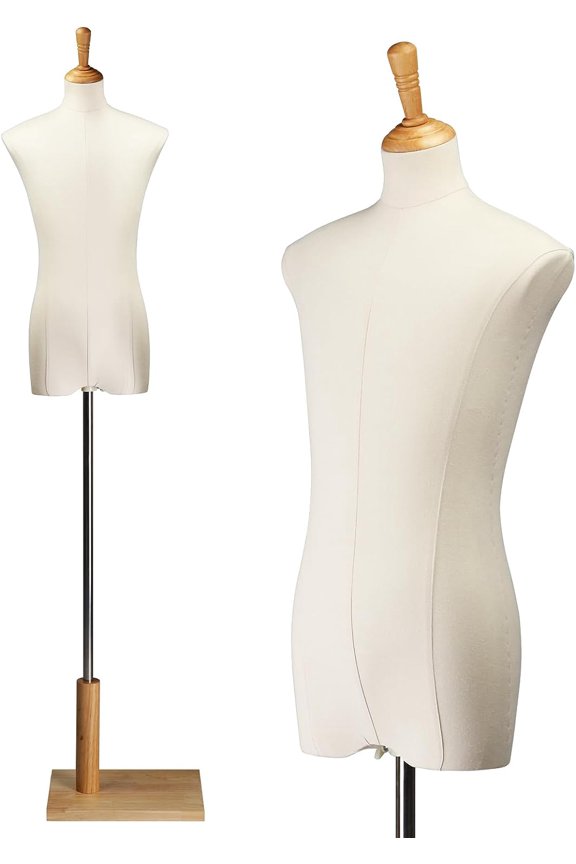 White Kid Dress Form, Toddler Mannequin Torso with Adjustable Wood Stand (10-12 Years Old)