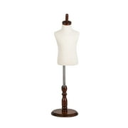 Bonnlo White Kid Dress Form, Toddler Mannequin Torso with Adjustable Wood Stand (2-3 Years Old)