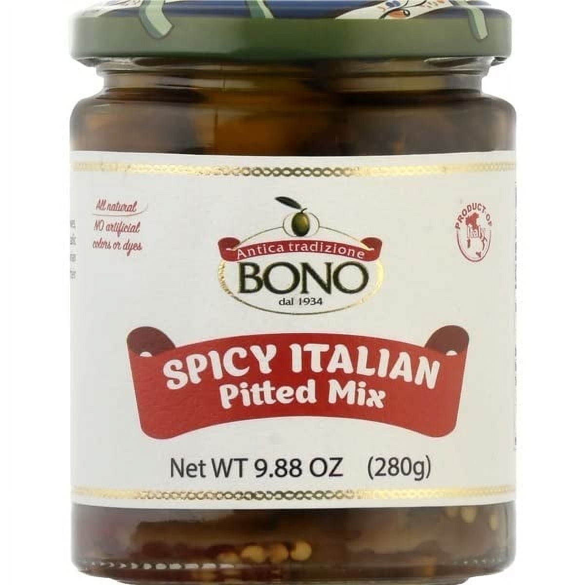 Bono All Natural Pitted Olive Mix Spicy Italian - 9.88 oz Pack of 2