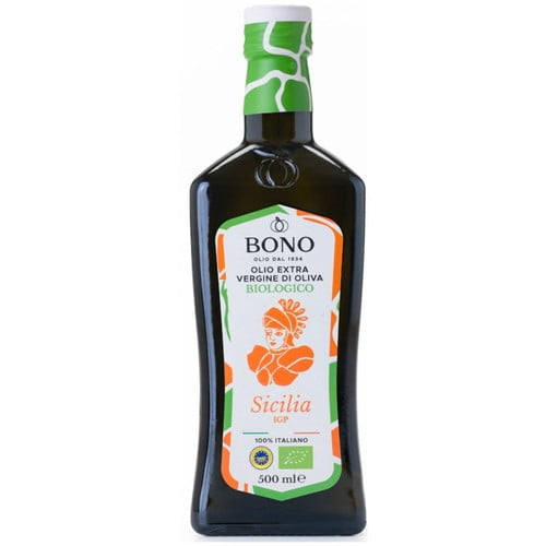 Bono PGI Sicily Organic Extra Virgin Olive Oil 500ml, British Import (Pack of 2)