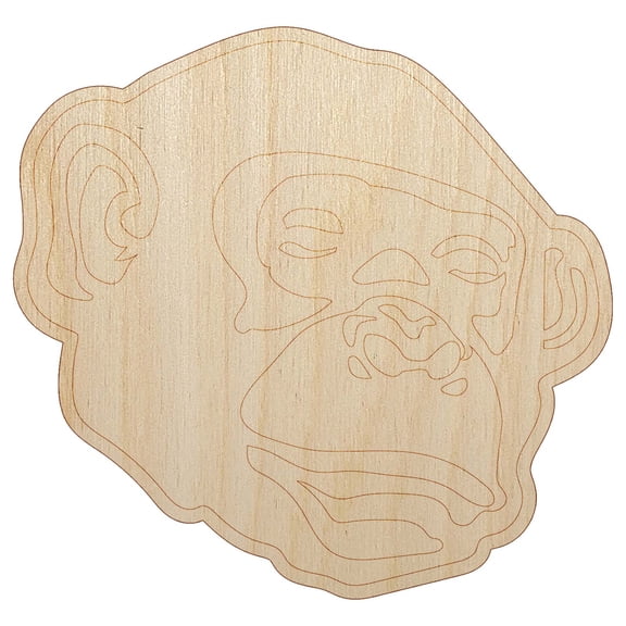 Bonobo Chimpanzee Ape Face Wood Shape Unfinished Piece Cutout Craft DIY Projects - 4.70 Inch Size - 1/8 Inch Thick