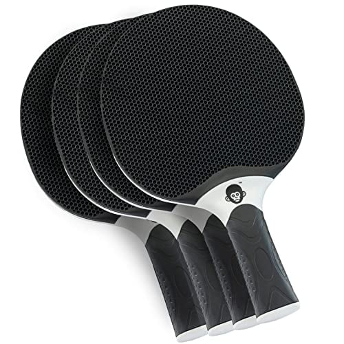 Bonoboo Charcool Black Ping Pong Paddles Set of 4 Premium Indoor