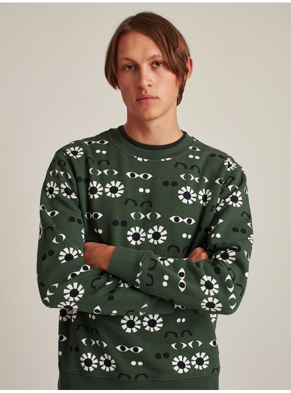 Men's and Big Men's Fleece Graphic Crewneck Sweatshirt, Up to Size 3XL