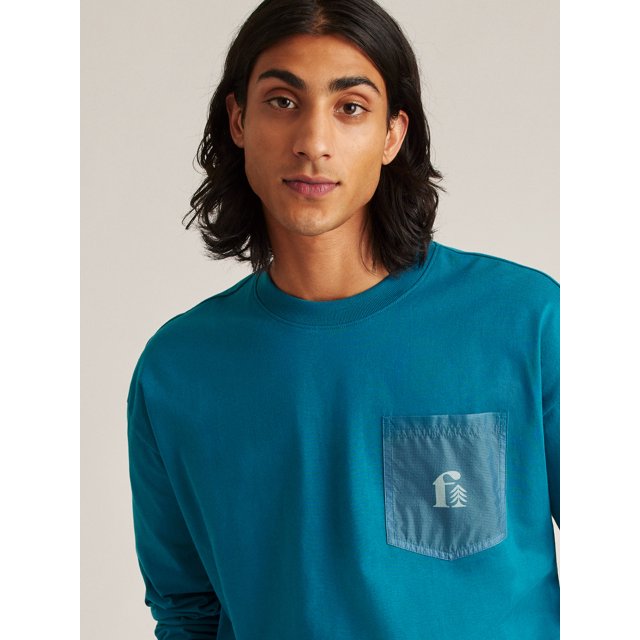 Bonobos Fielder Men's and Big Men's Long Sleeve Relaxed Pocket Tee, Up