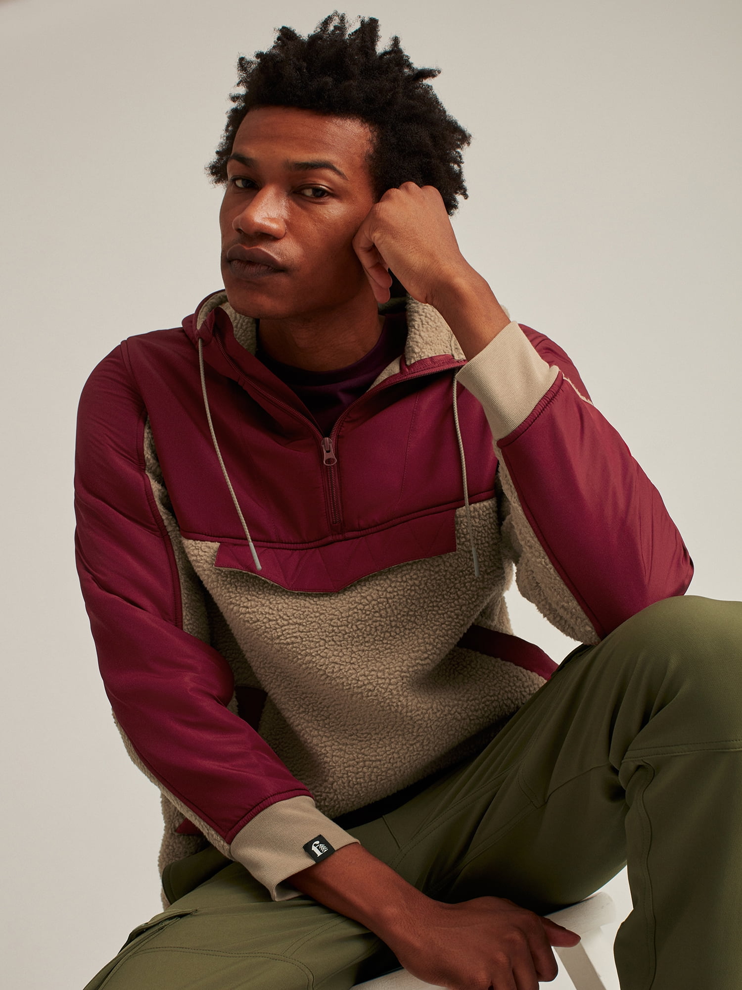 Bonobos Fielder Men's and Big Men's Mixed Media Sherpa Fleece Anorak