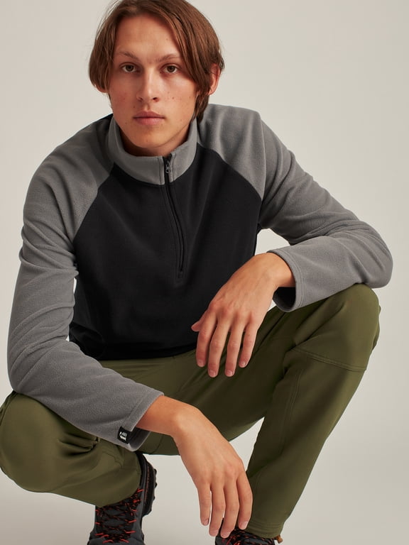 Men's and Big Men's Polar Fleece Half Zip, Up to Size 3XL
