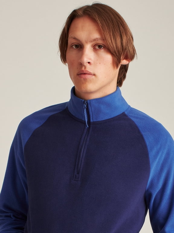Men's and Big Men's Polar Fleece Half Zip, Up to Size 3XL