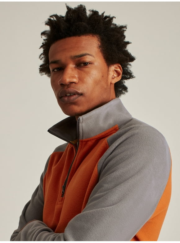 Men's and Big Men's Polar Fleece Half Zip, Up to Size 3XL