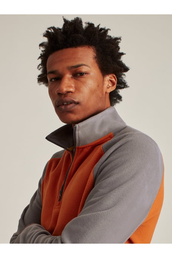 Men's and Big Men's Polar Fleece Half Zip, Up to Size 3XL