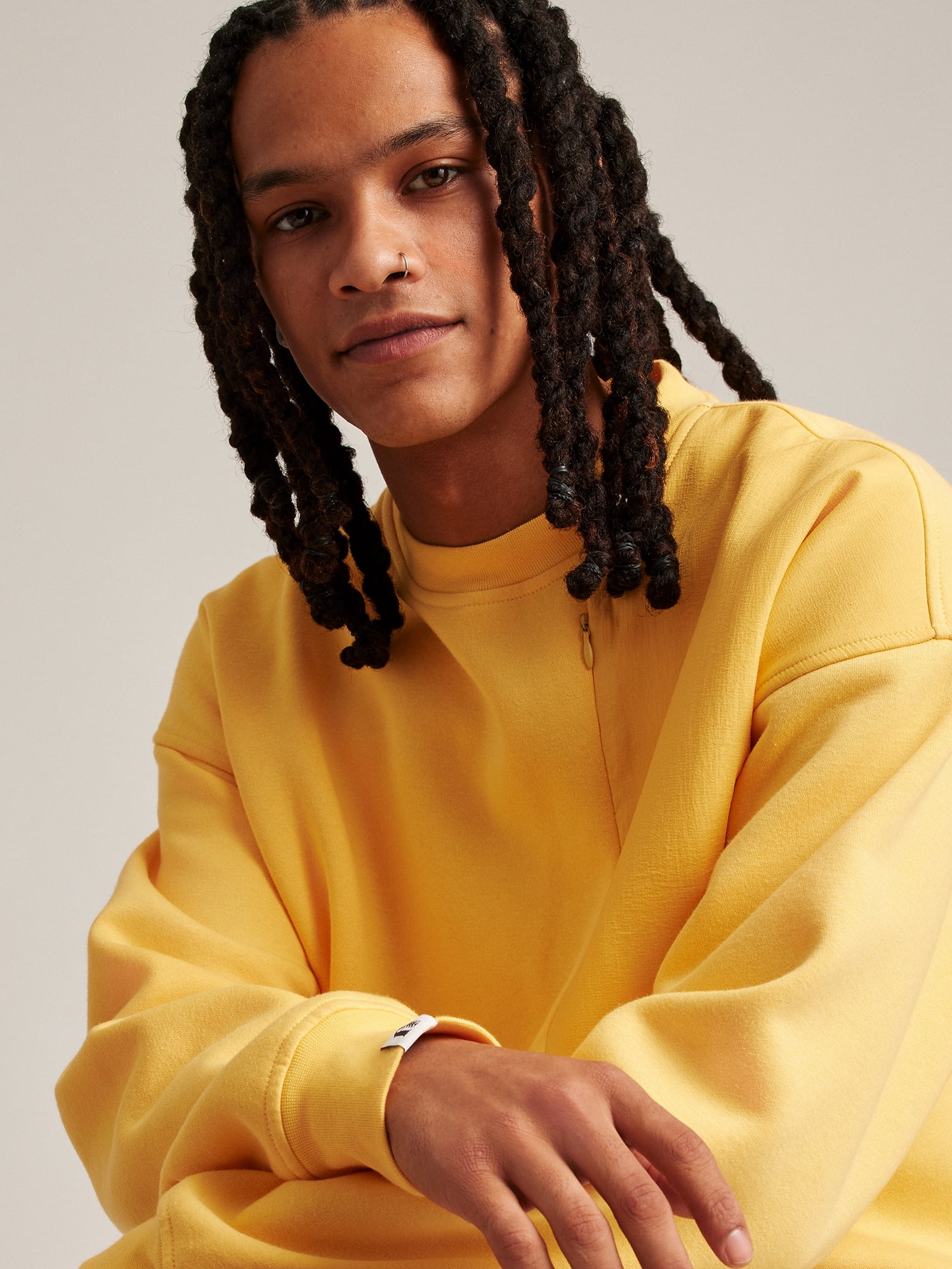 Bonobos Fielder Men's and Big Men's Relaxed Mixed Media Fleece Crewneck