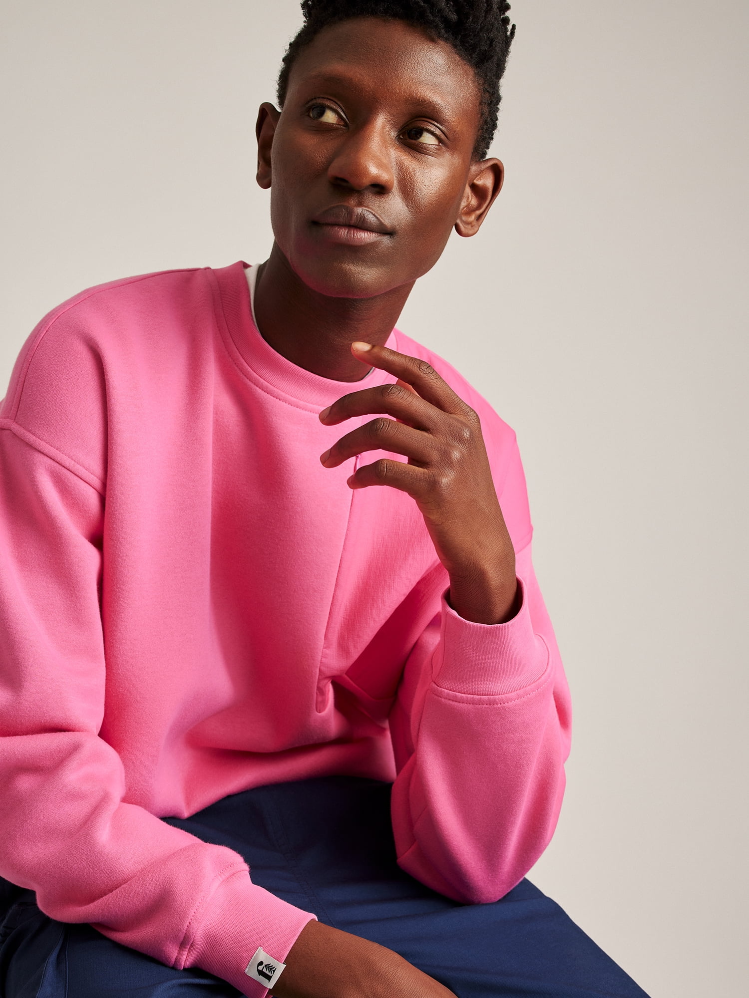 Bonobos Fielder Men's and Big Men's Relaxed Mixed Media Fleece Crewneck