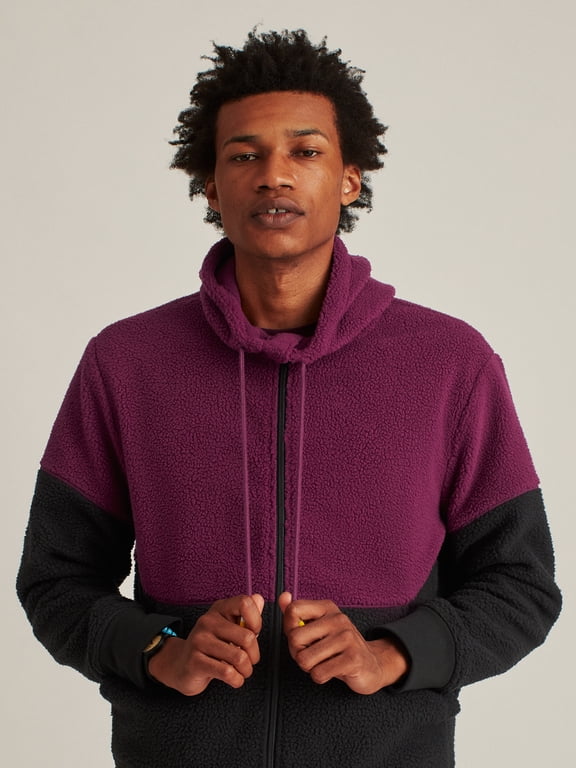 Men's and Big Men's Sherpa Fleece Full Zip Hoodie, Up to Size 3XL
