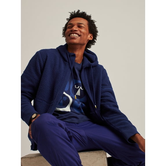 Bonobos Fielder Men's and Big Men's Sherpa Fleece Full Zip Hoodie, Up to Size 3XL