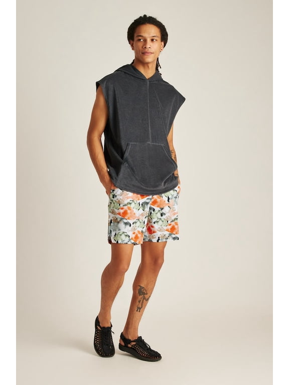 Men's and Big Men's Sleeveless Terry Toweling Hoodie, up to 3XL