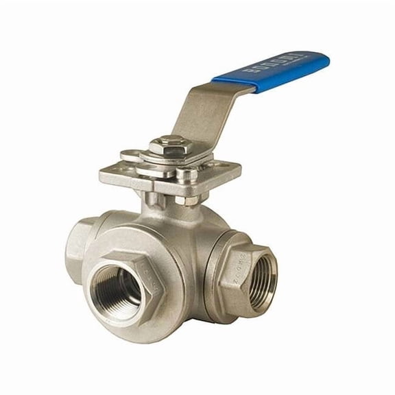 Bonomi 1/2" NPT Stainless Steel Ball Valve 3-Way 956N-1/2"