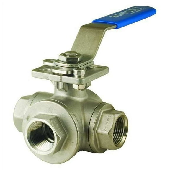 Bonomi 1/2" NPT Stainless Steel Ball Valve 3-Way 966N-1/2"