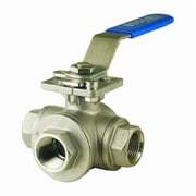 Bonomi 1/2" NPT Stainless Steel Ball Valve 3-Way 966N-1/2"