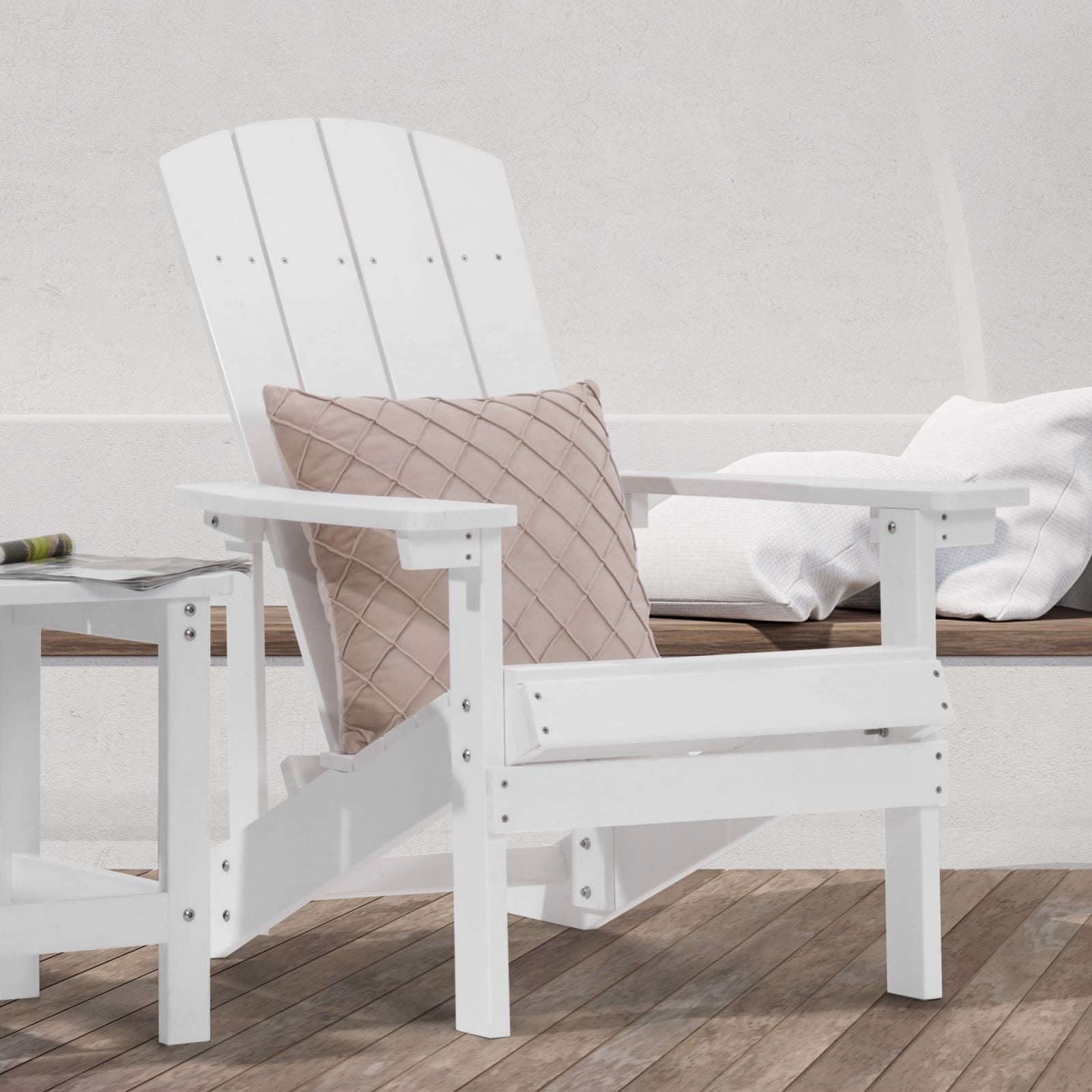 Bonosuki Outdoor HIPS WeatherResistant Plastic Adirondack Chairs White