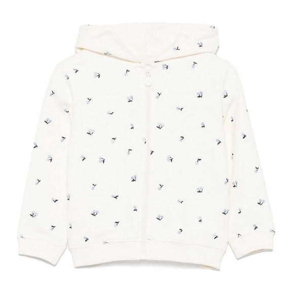 Bonpoint All-Over Cherry Embroidered Full-Zip Cotton Sweatshirt, Size 10