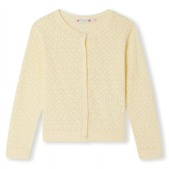 Bonpoint Girls Cherry Open-Knit Cotton Cardigan, Size 10