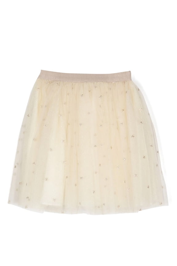 Girls Pois Star-Embroidered Tulle Skirt, Size 12Y