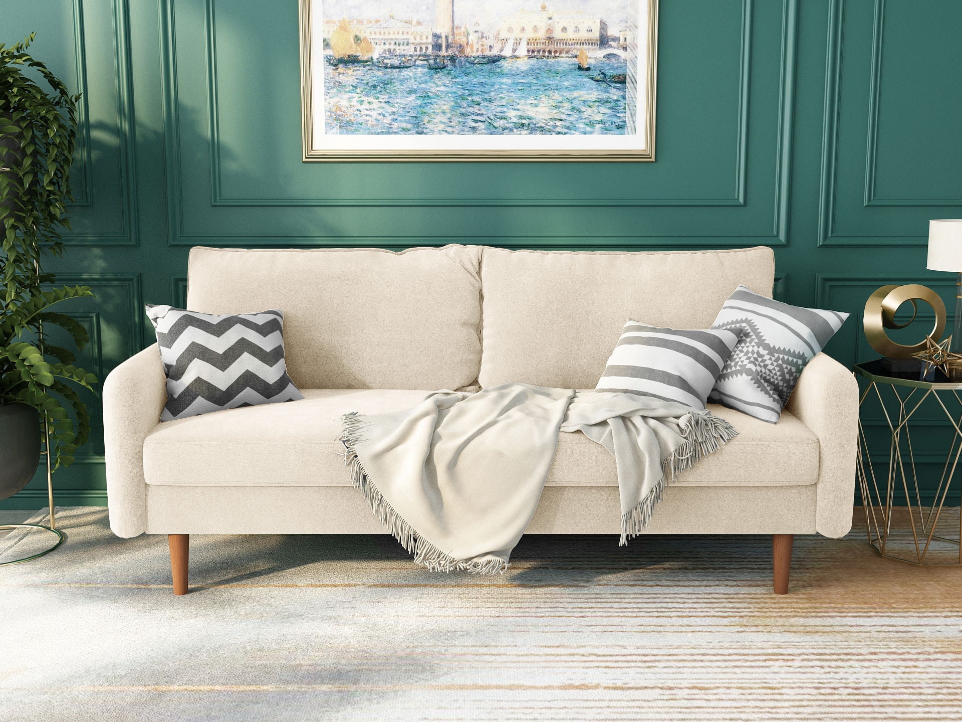 Bonrcea 70'' Velvet Sofa Mid-Century Modern Couch with Wooden Legs for Living Room