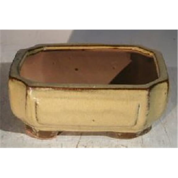 Bonsai Boy L161 6.125 x 5 x 2.125 in. Ceramic Bonsai Pot, Olive Green - Rectangle