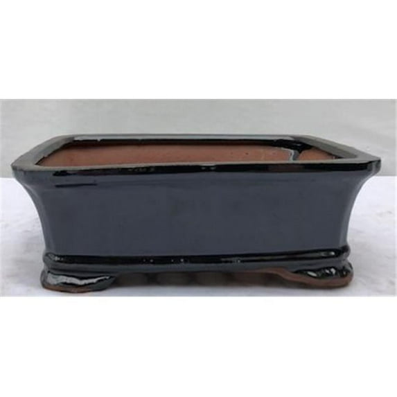 Bonsai Boy L180A Ceramic Bonsai Pot, Black - Rectangle