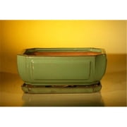 Bonsai Boy L246 10.75 x 8.5 x 4.125 in. Ceramic Bonsai Pot, Green - Rectangle