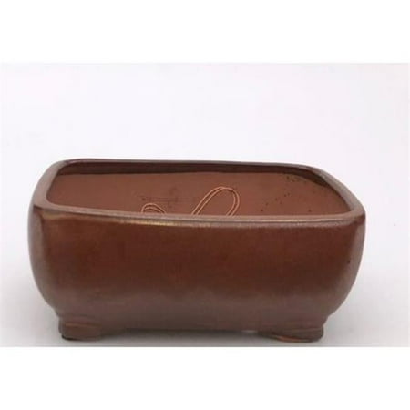 Bonsai Boy L251i 10.5 x 8 x 4.5 in. Rectangle Aztec Ceramic Pot, Orange
