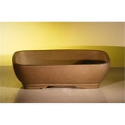 Bonsai Boy L293 14.125 x 11 x 4 in. Unglazed Ceramic Bonsai Pot, Tan - Rectangle
